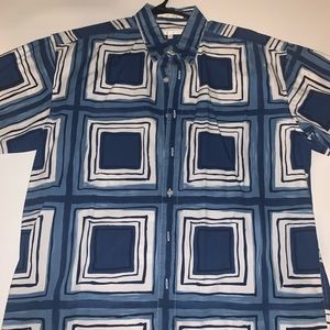 Perry Ellis size L Blue/baby blue/white squares